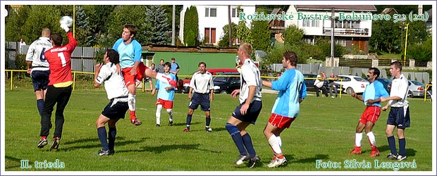Z futbalového zápasu II. triedy - 4. kolo: Rožňavské Bystré - Bohúňovo 5:2 (:1). Foto: Silvia Lengová