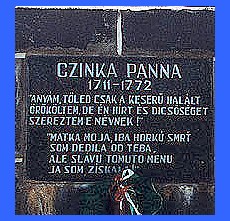 Tabua na pomnku Cinka Panny v dedinke Gemer