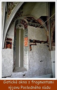 Gotick okno s fragmentami vjavu Poslednho sdu.